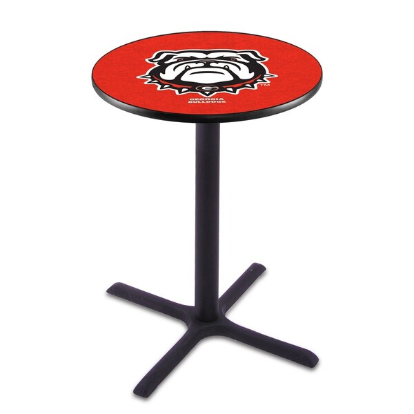 42" Blk Wrinkle Georgia "Bulldog" Pub Table